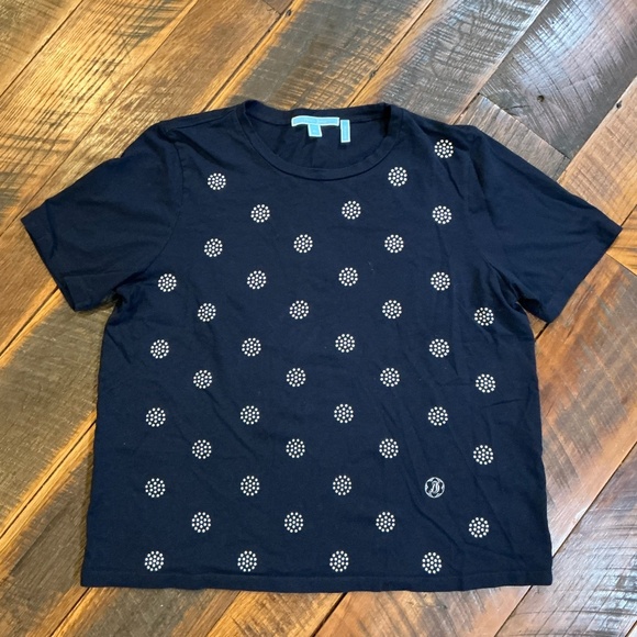 Draper James Navy Polka Dot Cotton T-Shirt Women’s XL Made in USA - Picture 1 of 6